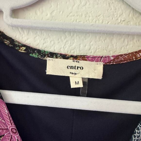 Entro Boho Floral Maxi Dress V-Neck Kimono Sleeve Multicolor Festival Size M - Picture 3 of 9